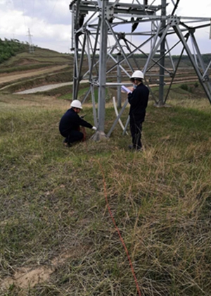 CQ9电子「中国」官方网站为某单位输电线路杆塔做雷电防护装置检测工作